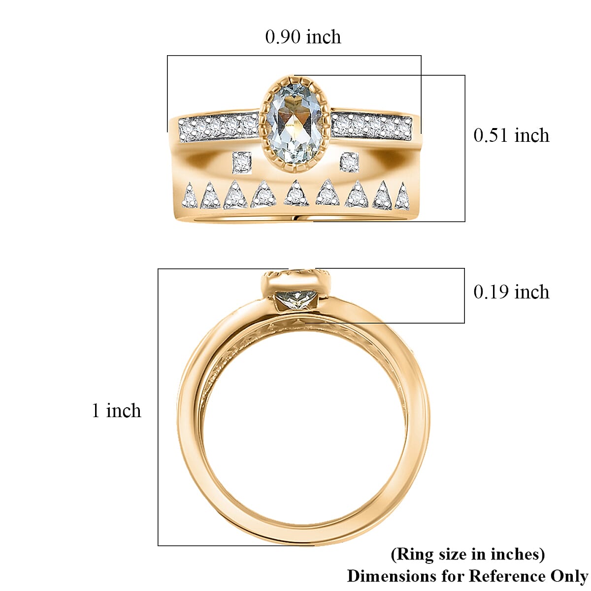 D'Joy Set of 2 Premium Sky Blue Topaz and White Zircon 1.90 ctw Ring in 18K Vermeil Yellow Gold Over Sterling Silver (Size 7.0) image number 6