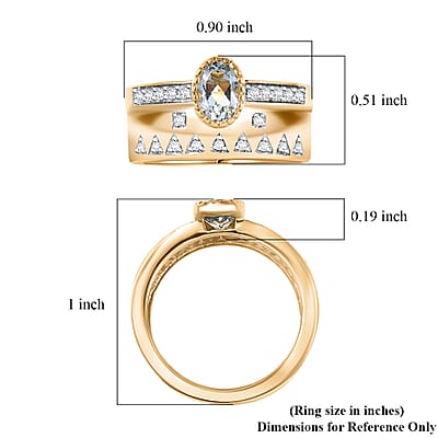 D'Joy Rachel Roy Loving Care Set of 2 Sky Blue Topaz, White Zircon Ring in 18K Vermeil YG Over Sterling Silver 1.90 ctw