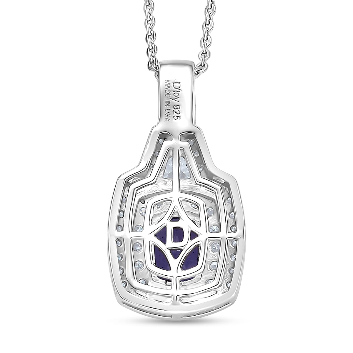 D'Joy Premium Tanzanite and Moissanite 1.60 ctw Pendant Necklace in Rhodium Over Sterling Silver 20 Inches image number 4