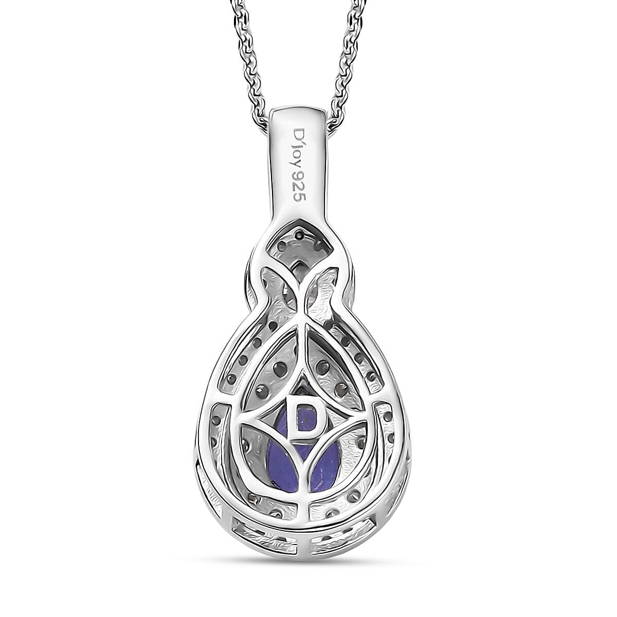 D'Joy Premium Tanzanite and Moissanite 1.65 ctw Art Deco Pendant Necklace in Rhodium Over Sterling Silver 20 Inches image number 4