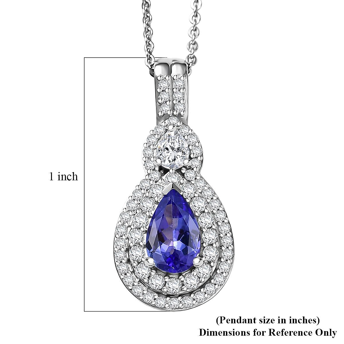 D'Joy Premium Tanzanite and Moissanite 1.65 ctw Art Deco Pendant Necklace in Rhodium Over Sterling Silver 20 Inches image number 6
