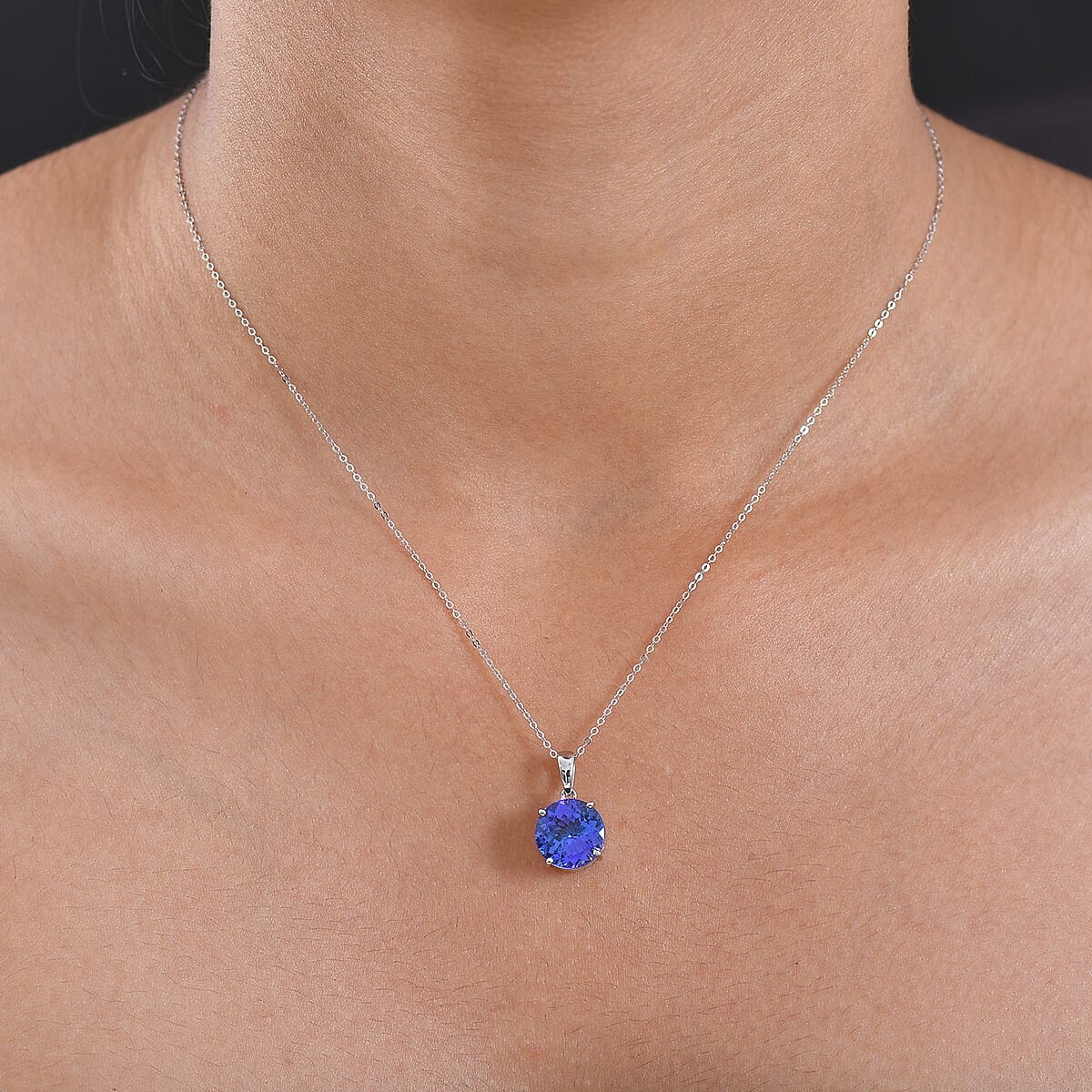 Rhapsody AAAA Tanzanite Solitaire Pendant Necklace in 950 Platinum 5.00 ctw (18 Inches) image number 2