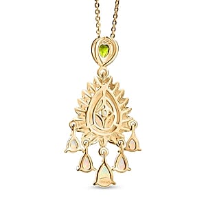 D'Joy Ethiopian Welo Opal and Multi Gemstone 2.41 ctw Pendant Necklace (20 Inches) in 18K Vermeil YG Over Sterling Silver