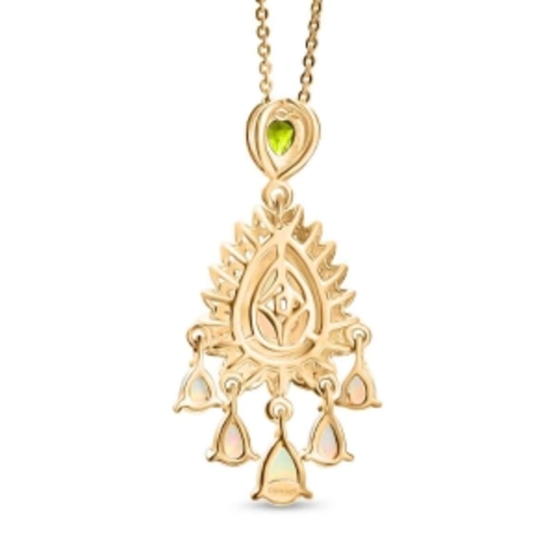 D'Joy Ethiopian Welo Opal and Multi Gemstone 2.41 ctw Pendant Necklace (20 Inches) in 18K Vermeil YG Over Sterling Silver
