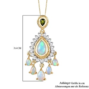 D'Joy Ethiopian Welo Opal and Multi Gemstone 2.41 ctw Pendant Necklace (20 Inches) in 18K Vermeil YG Over Sterling Silver