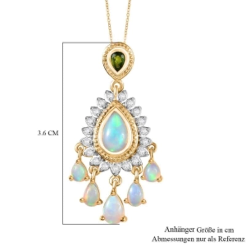 D'Joy Ethiopian Welo Opal and Multi Gemstone 2.41 ctw Pendant Necklace (20 Inches) in 18K Vermeil YG Over Sterling Silver