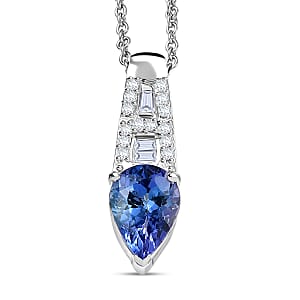 Doorbuster Luxoro AAA Peacock Tanzanite and Diamond I2 1.50 ctw Art Deco Pendant Necklace in 10K White Gold 20 Inches