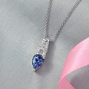 Doorbuster Luxoro AAA Peacock Tanzanite and Diamond I2 1.50 ctw Art Deco Pendant Necklace in 10K White Gold 20 Inches