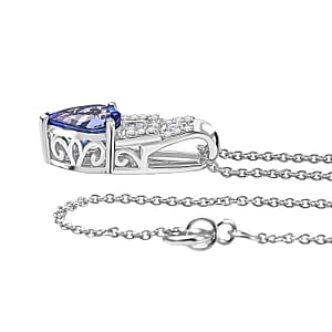 Doorbuster Luxoro AAA Peacock Tanzanite and Diamond I2 1.50 ctw Art Deco Pendant Necklace in 10K White Gold 20 Inches
