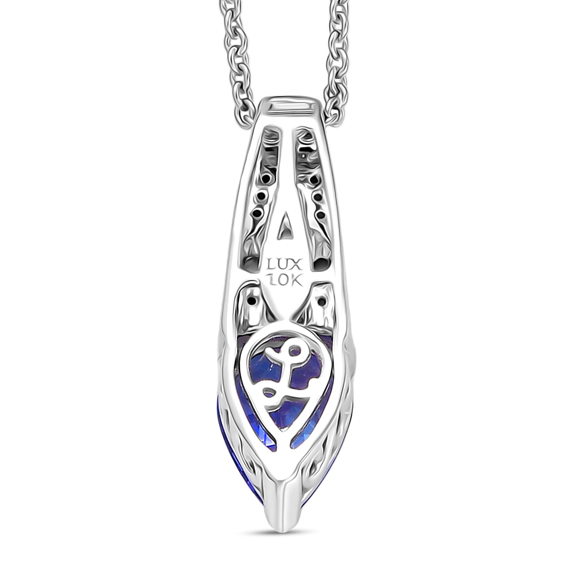 Doorbuster Luxoro AAA Peacock Tanzanite and Diamond I2 1.50 ctw Art Deco Pendant Necklace in 10K White Gold 20 Inches image number 4