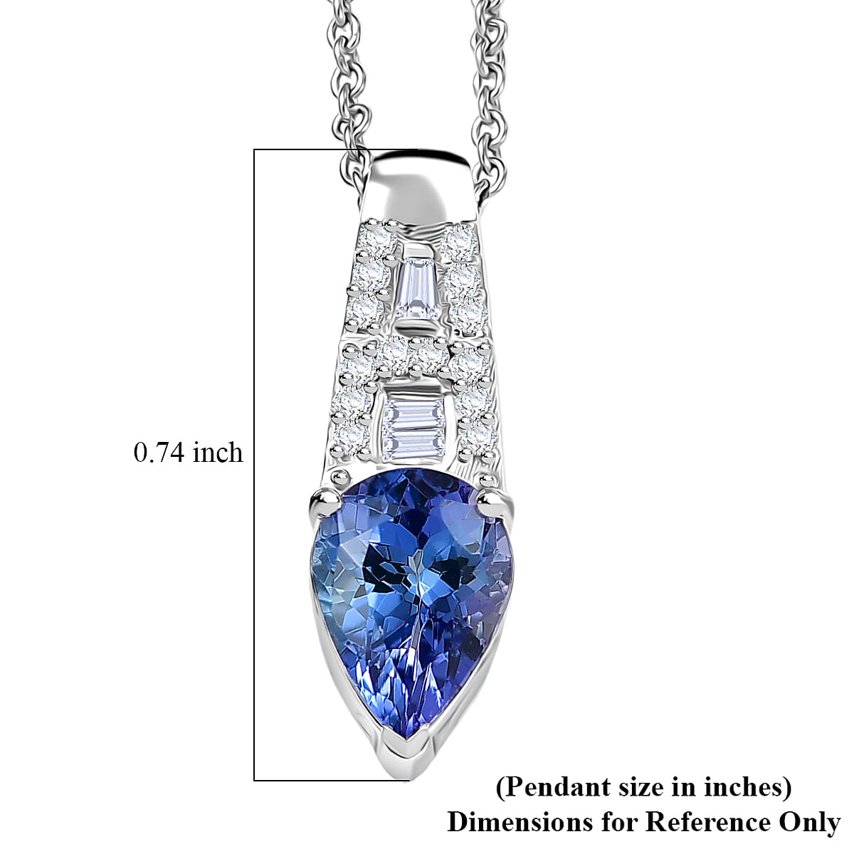 Doorbuster Luxoro AAA Peacock Tanzanite and Diamond I2 1.50 ctw Art Deco Pendant Necklace in 10K White Gold 20 Inches image number 5