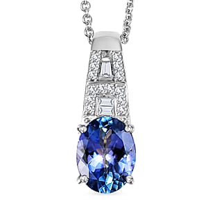Doorbuster Luxoro AAA Peacock Tanzanite and Diamond I2 1.65 ctw Art Deco Pendant Necklace in 10K White Gold 20 Inches