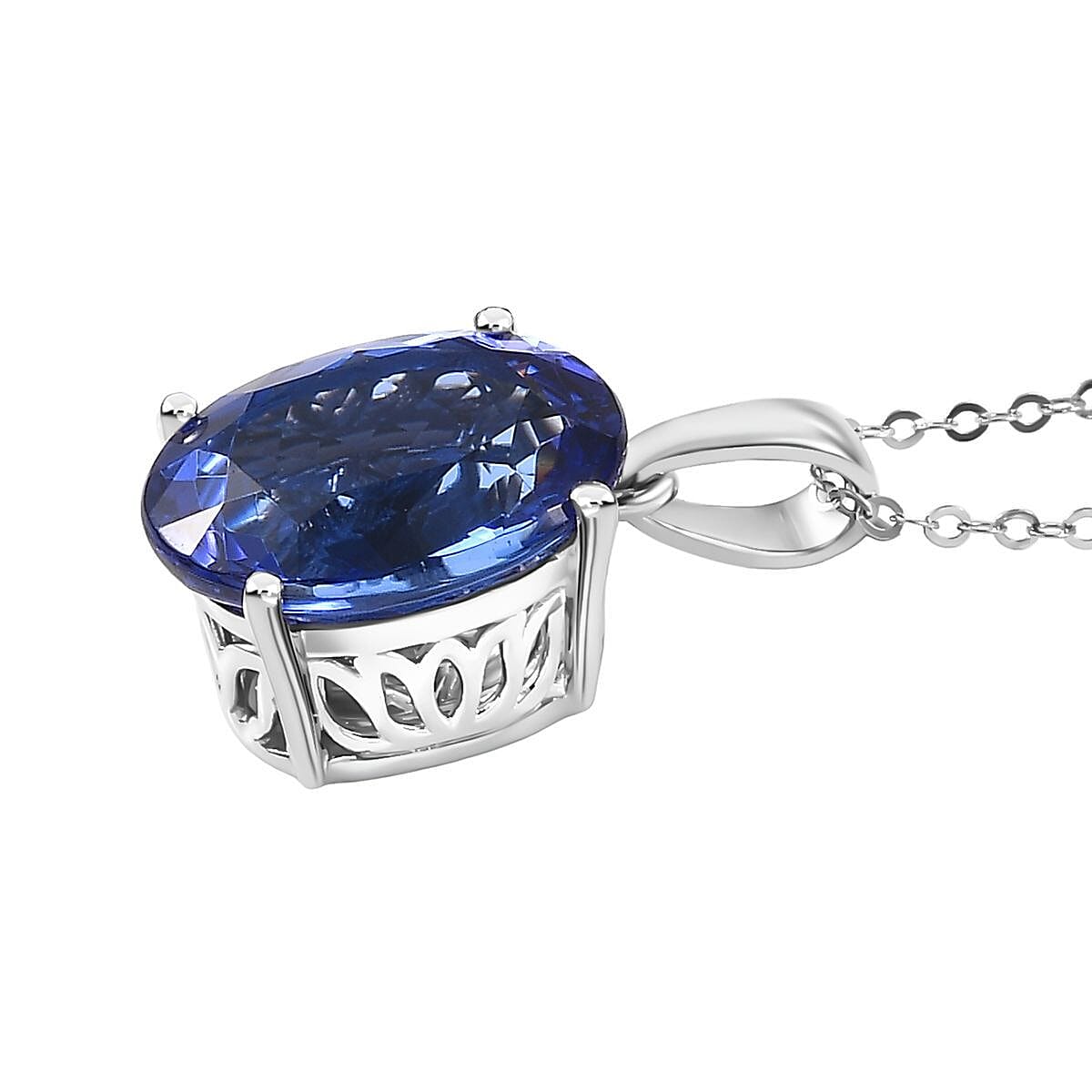 Doorbuster Rhapsody AAAA Tanzanite 5.00 ctw Solitaire Pendant Necklace in 950 Platinum 4.60 Grams 18 Inches image number 3