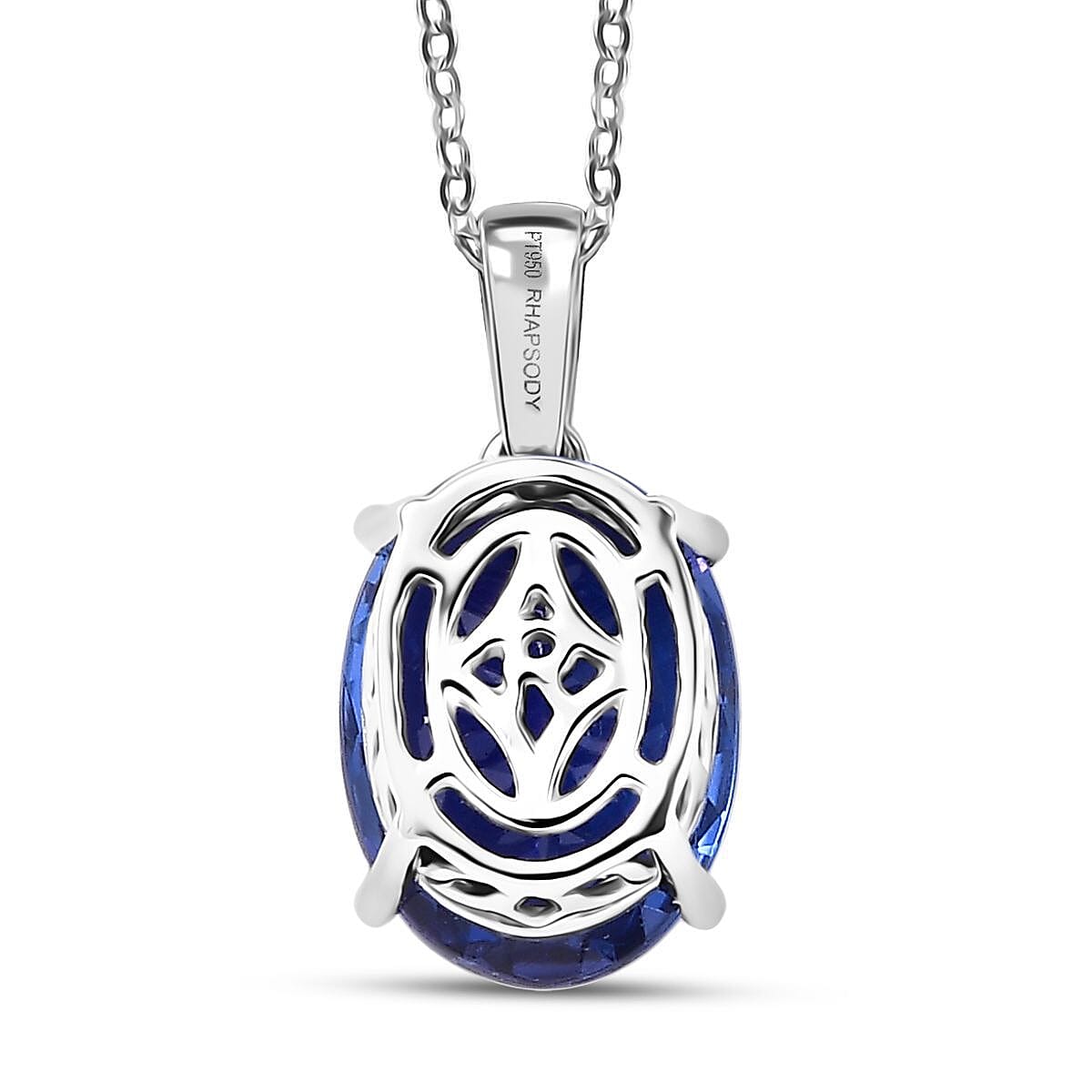 Doorbuster Rhapsody AAAA Tanzanite 5.00 ctw Solitaire Pendant Necklace in 950 Platinum 4.60 Grams 18 Inches image number 4