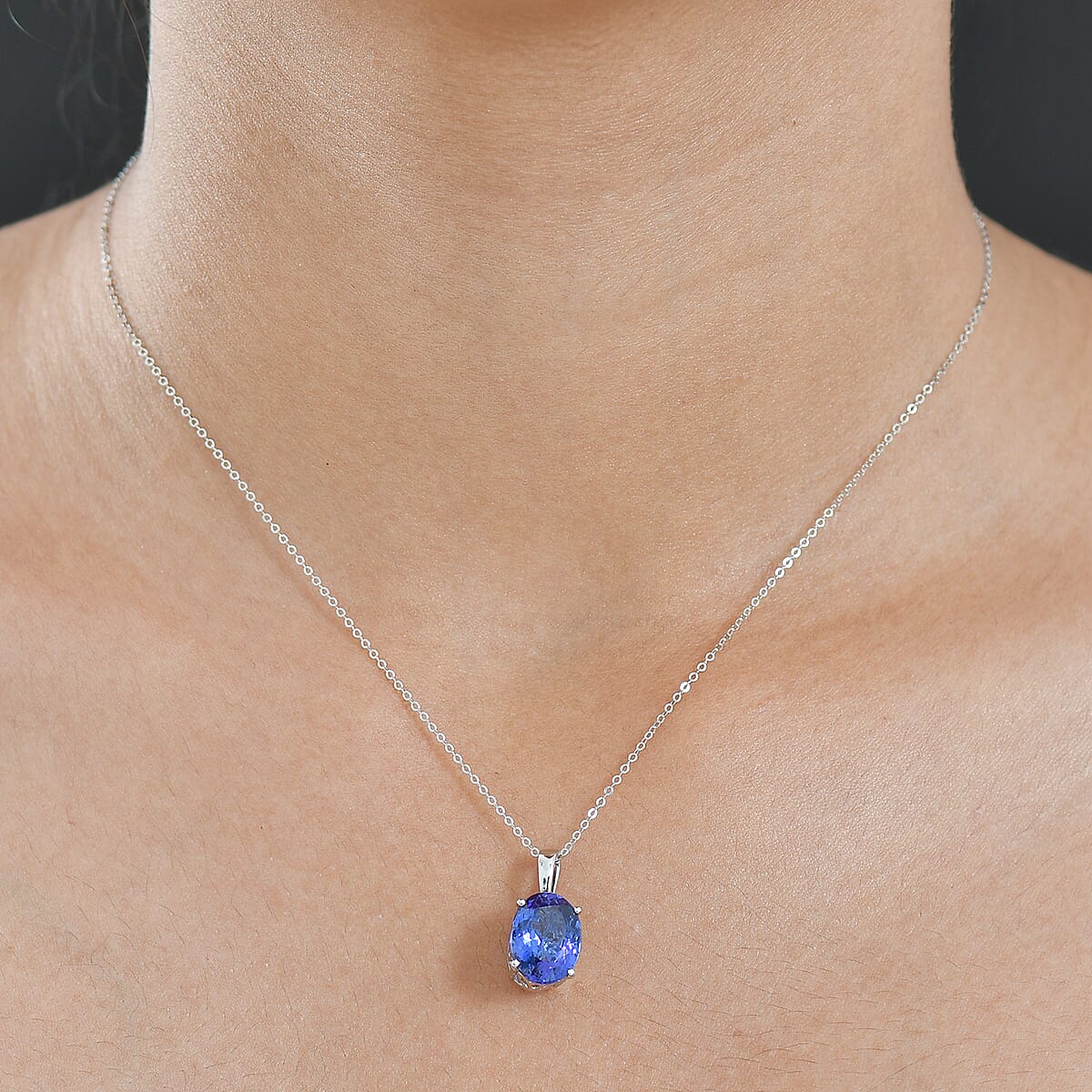 Rhapsody AAAA Tanzanite Solitaire Pendant Necklace in 950 Platinum 5.00 ctw (18 Inches) image number 2