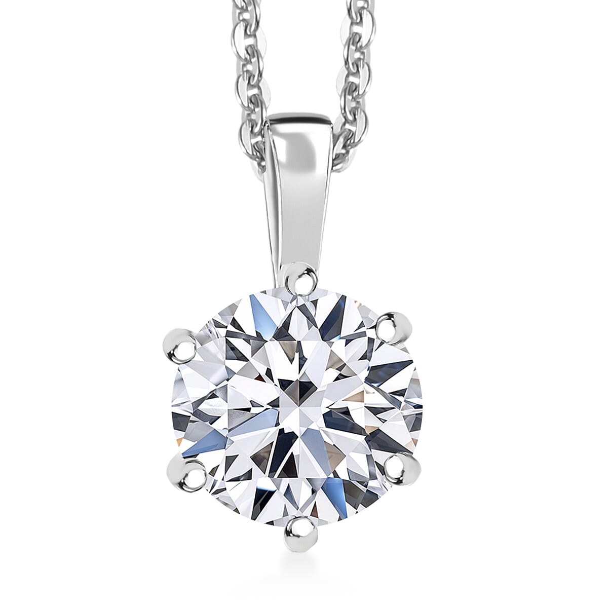 Luxuriant Lab Grown Diamond (G-H, SI) Pendant Necklace (20 Inches) in Rhodium Over Sterling Silver 1.00 ctw image number 0