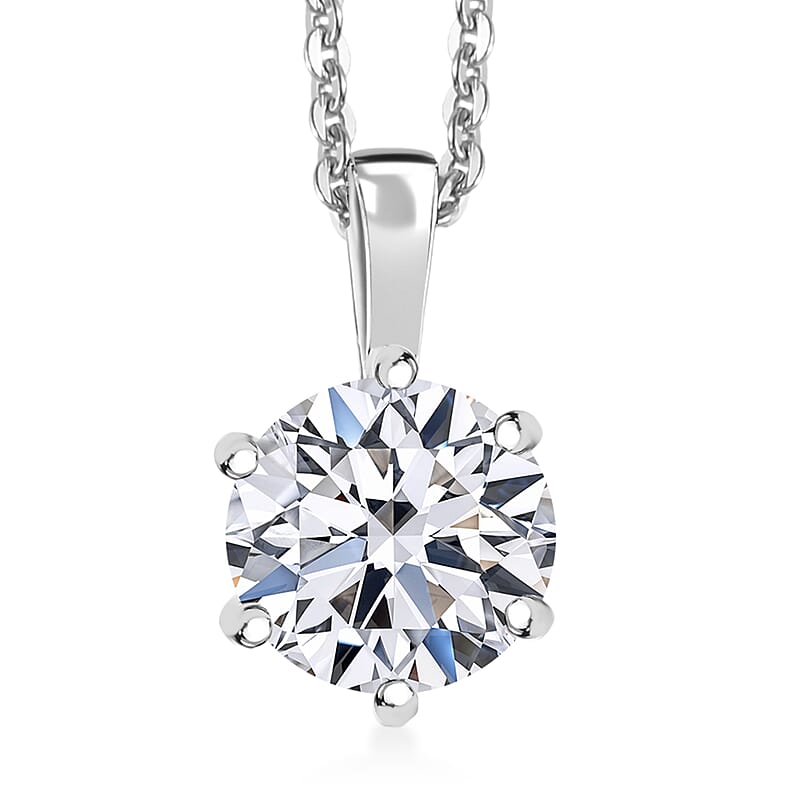 Luxuriant Lab Grown Diamond G-H SI 1.00 ctw Classic Elegance Pendant Necklace in Rhodium Over Sterling Silver 20 Inches