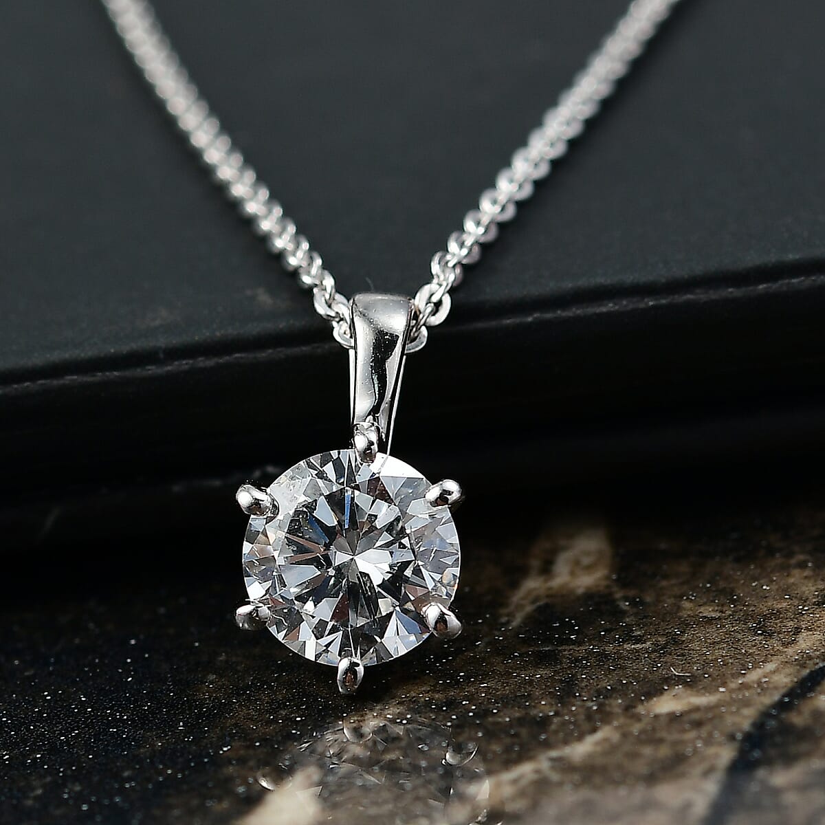 Luxuriant Lab Grown Diamond (G-H, SI) Pendant Necklace (20 Inches) in Rhodium Over Sterling Silver 1.00 ctw image number 1