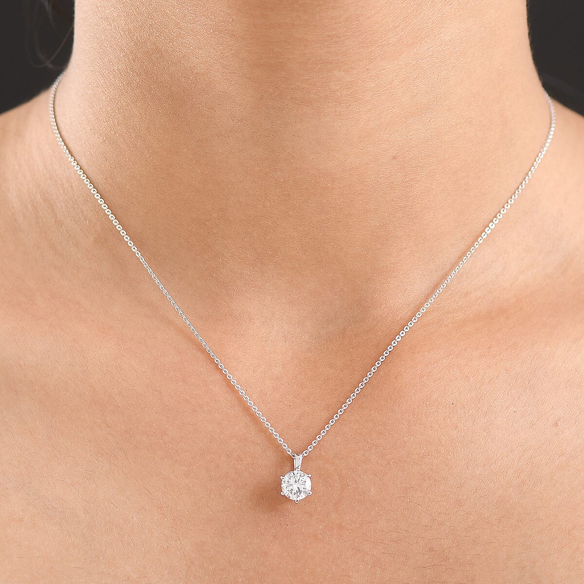 Luxuriant Lab Grown Diamond (G-H, SI) Pendant Necklace (20 Inches) in Rhodium Over Sterling Silver 1.00 ctw image number 2