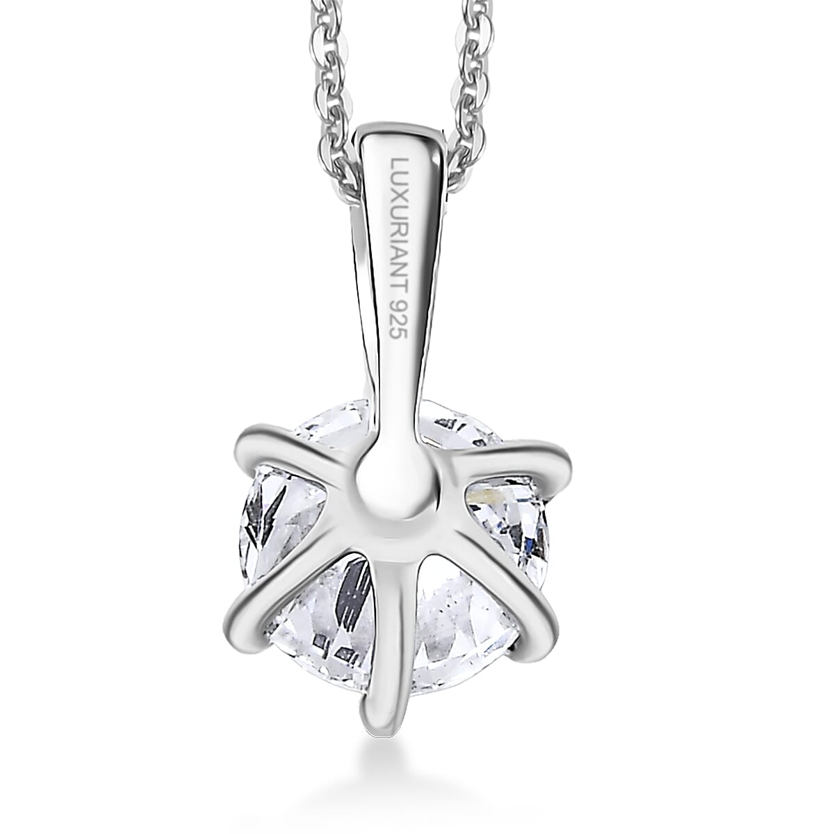 Luxuriant Lab Grown Diamond (G-H, SI) Pendant Necklace (20 Inches) in Rhodium Over Sterling Silver 1.00 ctw image number 4