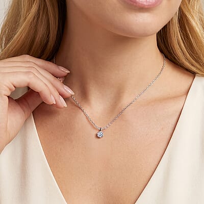 Luxuriant Lab Grown Diamond G-H SI 1.00 ctw Classic Elegance Pendant Necklace in Rhodium Over Sterling Silver 20 Inches