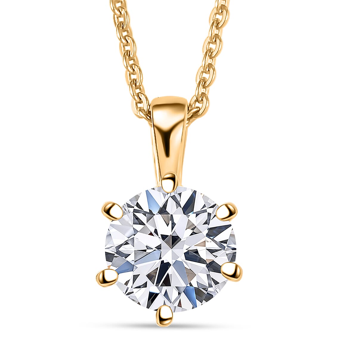 Doorbuster Luxuriant Lab Grown Diamond G-H SI 1.00 ctw Classic Elegance Pendant Necklace in 18K Vermeil Yellow Gold Over Sterling Silver 20 Inches (Del. in 10-12 Days)  image number 0