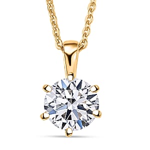 Doorbuster Luxuriant Lab Grown Diamond G-H SI 1.00 ctw Classic Elegance Pendant Necklace in 18K Vermeil Yellow Gold Over Sterling Silver 20 Inches (Del. in 10-12 Days) 