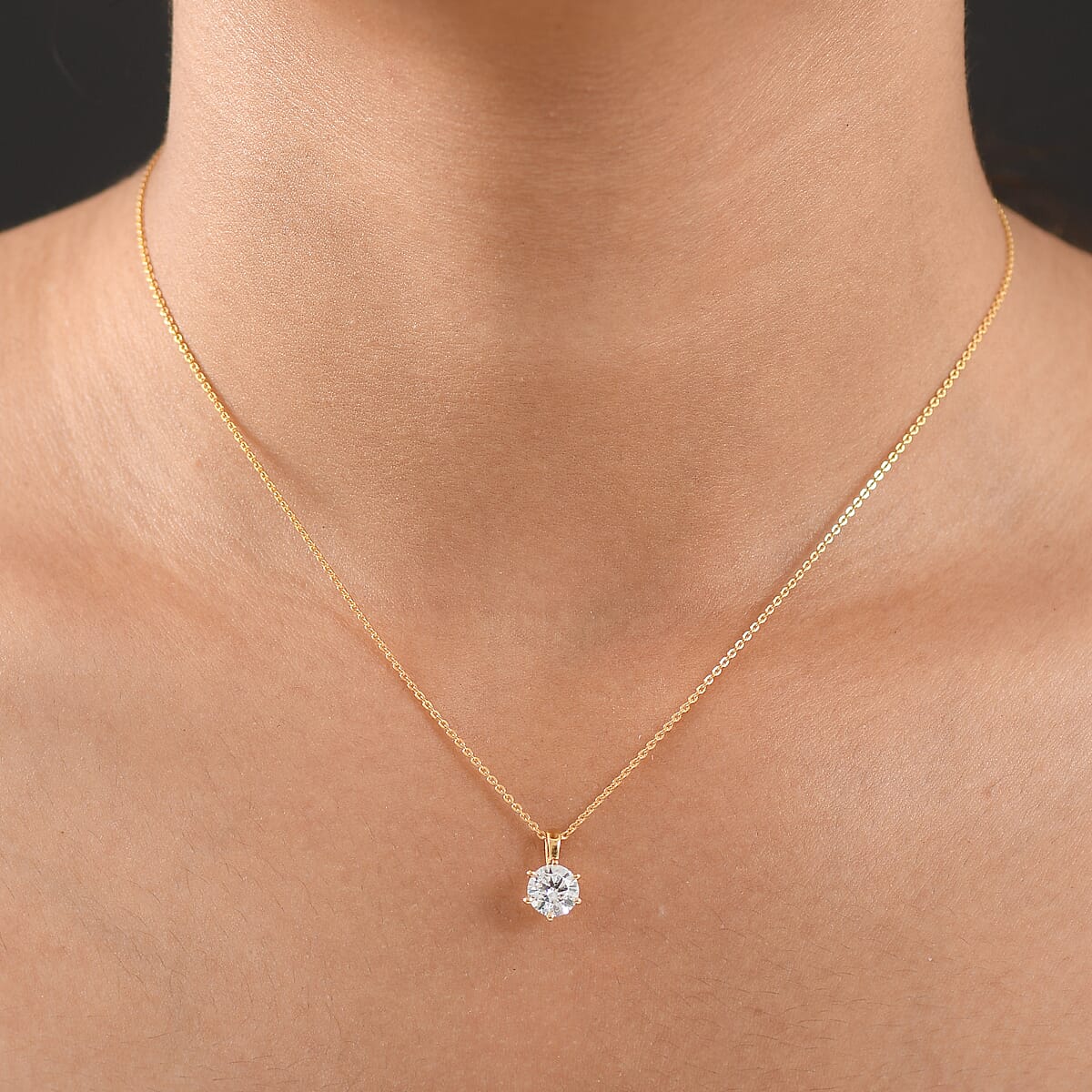 Doorbuster Luxuriant Lab Grown Diamond G-H SI 1.00 ctw Classic Elegance Pendant Necklace in 18K Vermeil Yellow Gold Over Sterling Silver 20 Inches (Del. in 10-12 Days)  image number 2