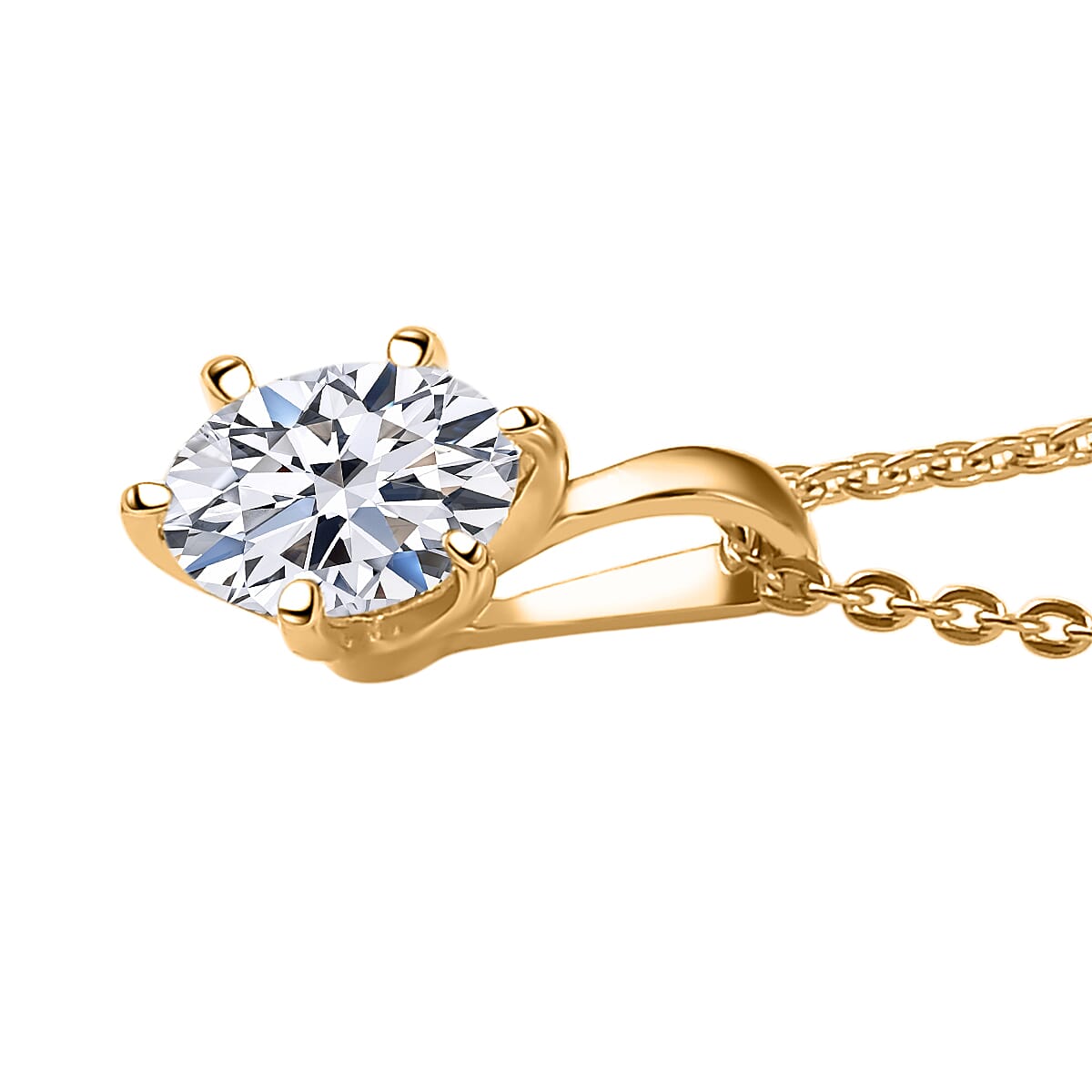 Doorbuster Luxuriant Lab Grown Diamond G-H SI 1.00 ctw Classic Elegance Pendant Necklace in 18K Vermeil Yellow Gold Over Sterling Silver 20 Inches (Del. in 10-12 Days)  image number 3