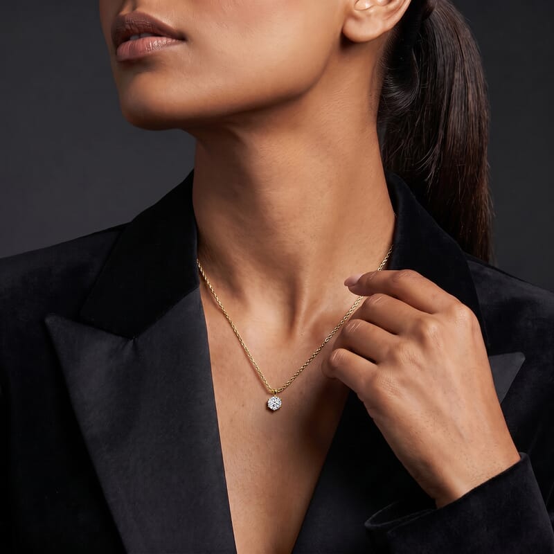 Luxuriant Lab Grown Diamond G-H SI 1.00 ctw Classic Elegance Pendant Necklace in 18K Vermeil Yellow Gold Over Sterling Silver 20 Inches