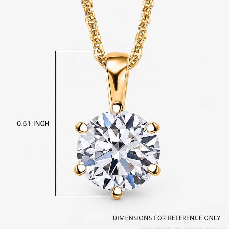 Luxuriant Lab Grown Diamond G-H SI 1.00 ctw Classic Elegance Pendant Necklace in 18K Vermeil Yellow Gold Over Sterling Silver 20 Inches