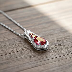 Luxoro Premium Ouro Fino Rubellite and I2 Diamond 1.11 ctw Pendant Necklace in 10K White Gold 20 Inches