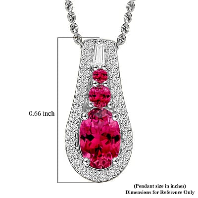 Luxoro Premium Ouro Fino Rubellite and I2 Diamond 1.11 ctw Pendant Necklace in 10K White Gold 20 Inches