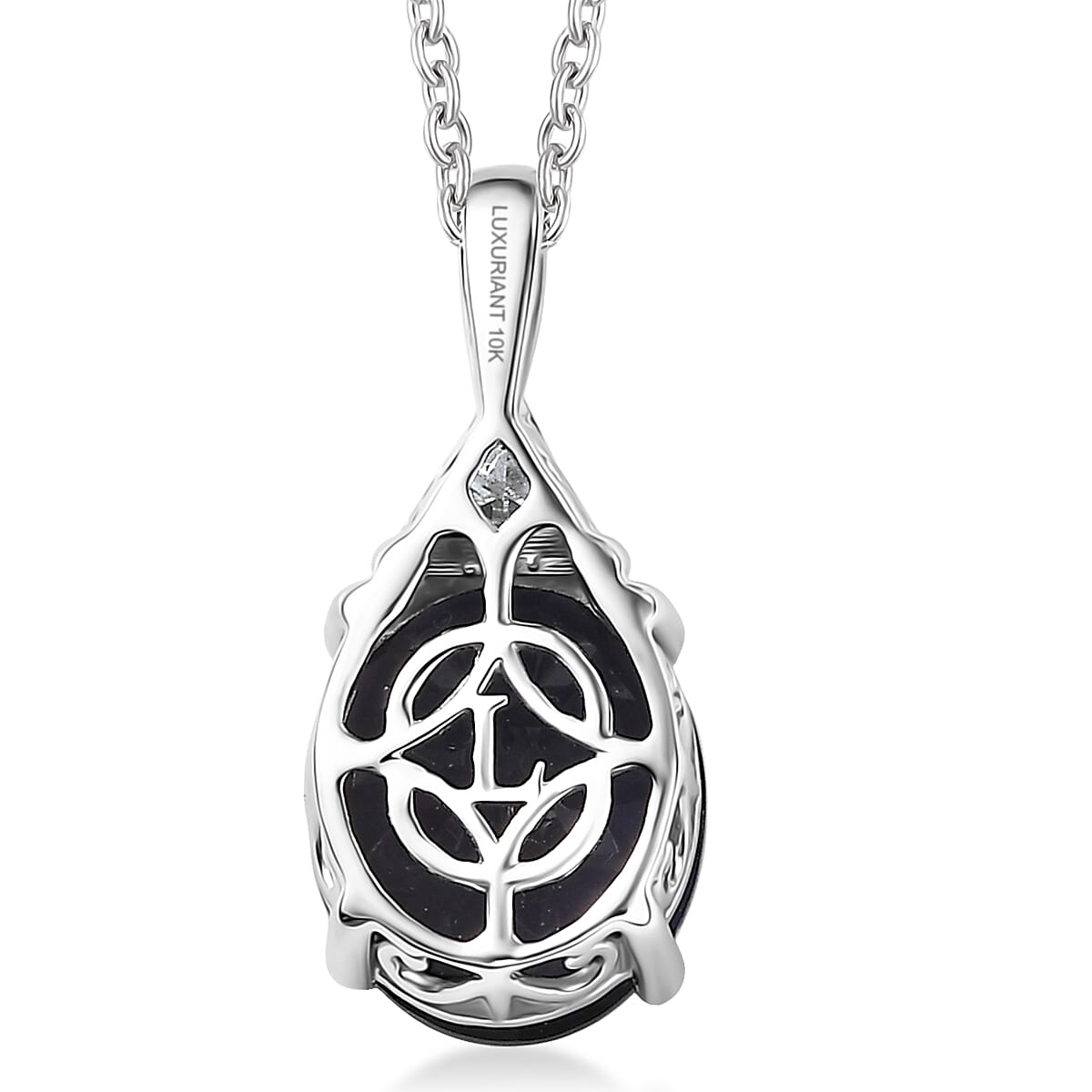 AAA Catalina Iolite and Luxuriant Lab Grown Diamond E-F VS 3.10 ctw Art Deco Pendant Necklace in 10K White Gold 20 Inches image number 4