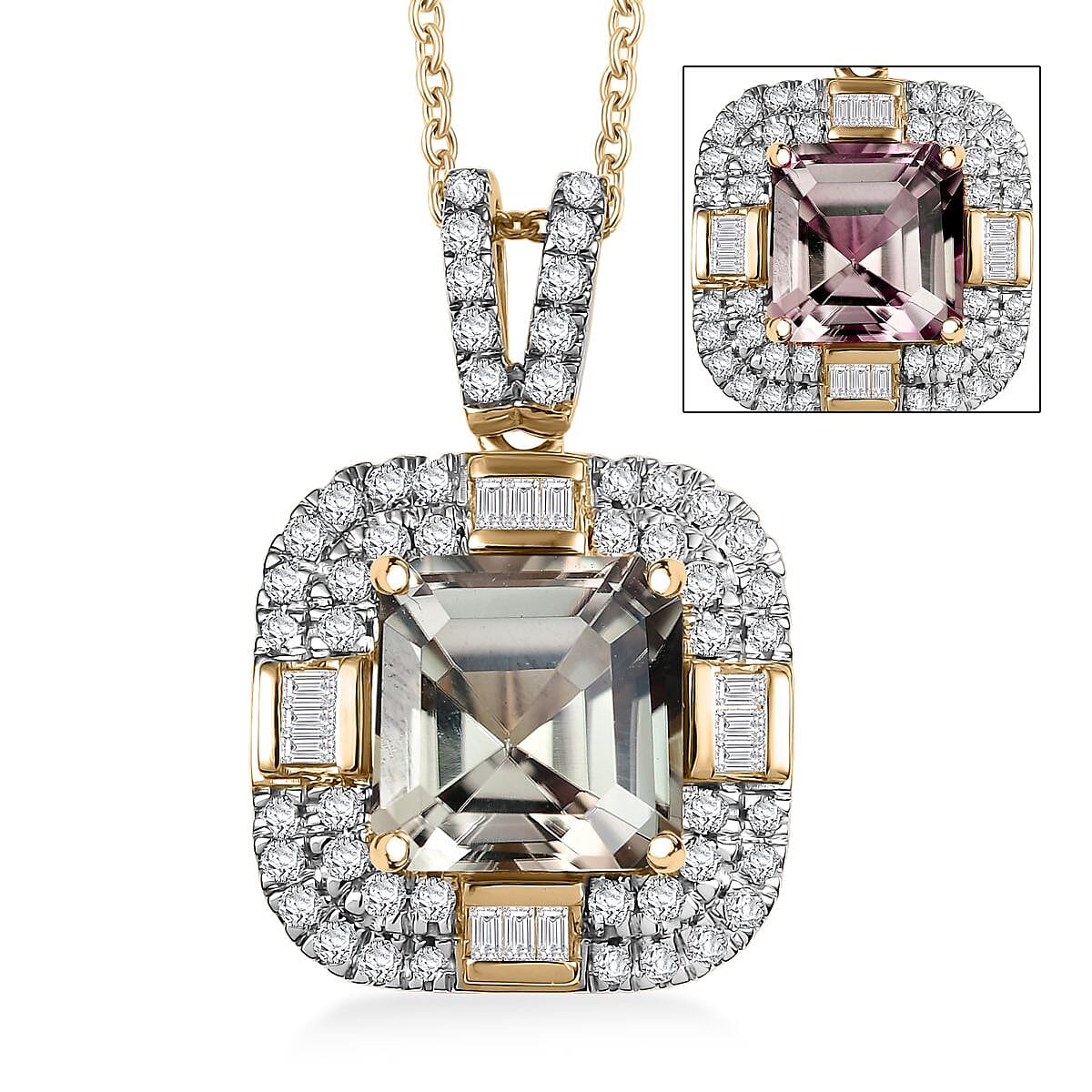 Doorbuster Luxoro AAA Turkizite and G-H I2 Diamond 4.60 ctw Dusk Majesty Pendant Necklace in 10K Yellow Gold 20 Inches image number 0