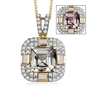 Doorbuster Luxoro AAA Turkizite and G-H I2 Diamond 4.60 ctw Dusk Majesty Pendant Necklace in 10K Yellow Gold 20 Inches