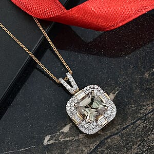 Luxoro AAA Turkizite, Diamond Pendant Necklace in 10K Yellow Gold 4.60 ctw (20 Inches)