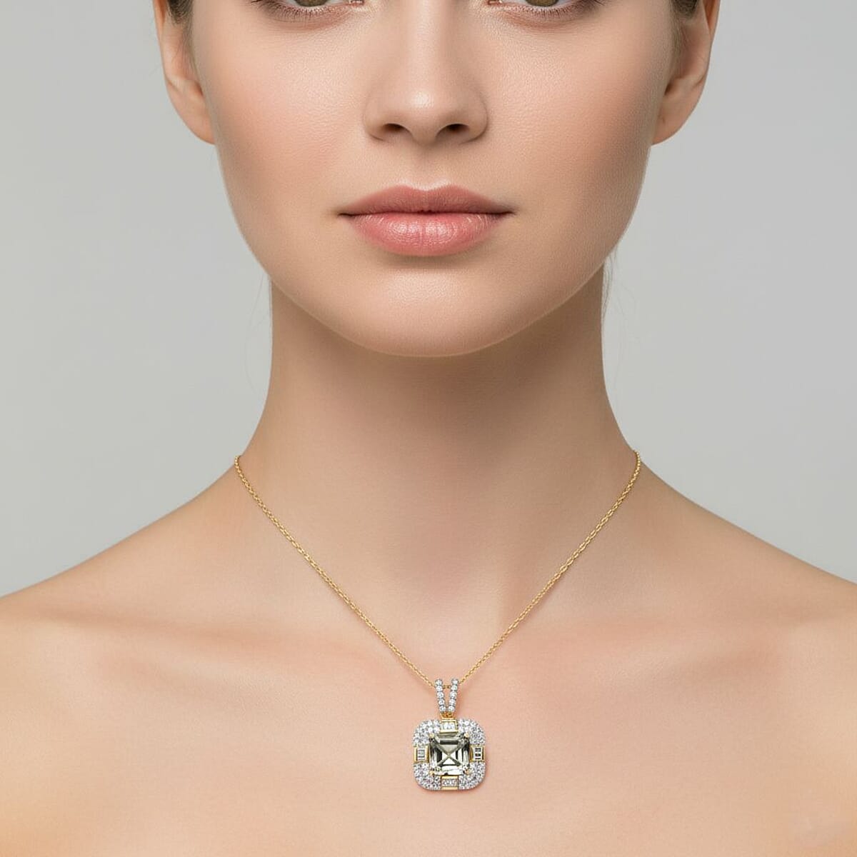 Doorbuster Luxoro AAA Turkizite and G-H I2 Diamond 4.60 ctw Dusk Majesty Pendant Necklace in 10K Yellow Gold 20 Inches image number 2