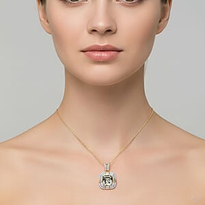 Luxoro AAA Turkizite, Diamond Pendant Necklace in 10K Yellow Gold 4.60 ctw (20 Inches)