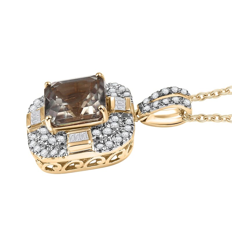 Luxoro AAA Turkizite, Diamond Pendant Necklace in 10K Yellow Gold 4.60 ctw (20 Inches)