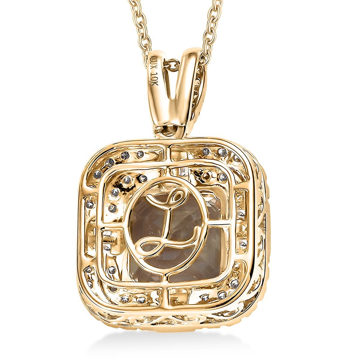 Doorbuster Luxoro AAA Turkizite and G-H I2 Diamond 4.60 ctw Dusk Majesty Pendant Necklace in 10K Yellow Gold 20 Inches image number 4