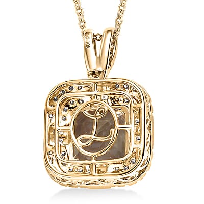 Luxoro AAA Turkizite, Diamond Pendant Necklace in 10K Yellow Gold 4.60 ctw (20 Inches)