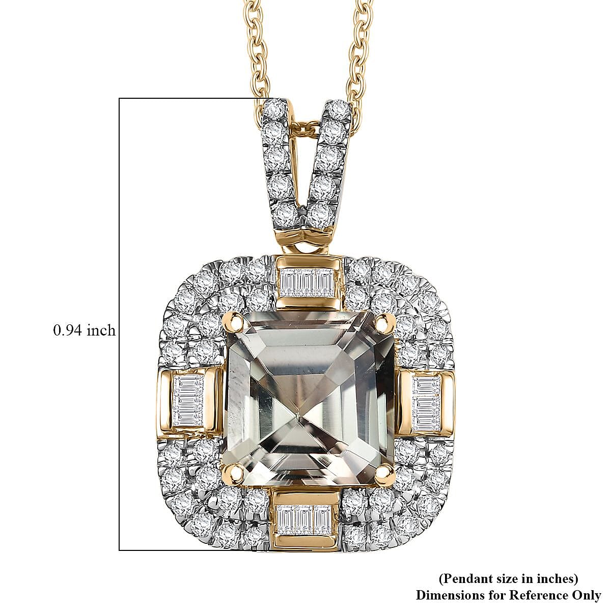 Doorbuster Luxoro AAA Turkizite and G-H I2 Diamond 4.60 ctw Dusk Majesty Pendant Necklace in 10K Yellow Gold 20 Inches image number 5