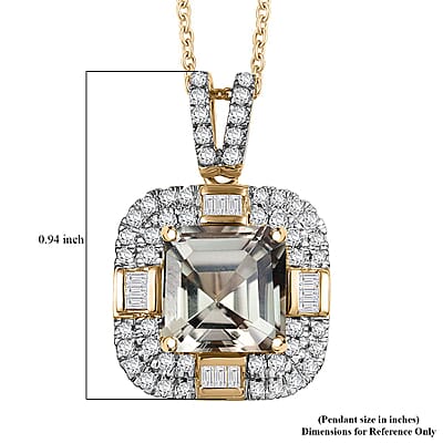 Luxoro AAA Turkizite, Diamond Pendant Necklace in 10K Yellow Gold 4.60 ctw (20 Inches)