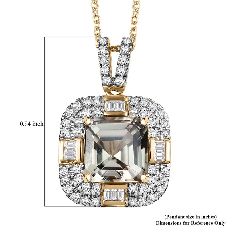 Luxoro AAA Turkizite, Diamond Pendant Necklace in 10K Yellow Gold 4.60 ctw (20 Inches)