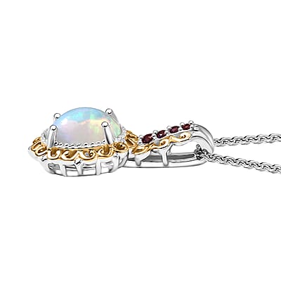 Ethiopian Welo Opal & Rubellite / Rhodium Over Sterling Silver - Product card gallery slide 4 (10176710377785)
