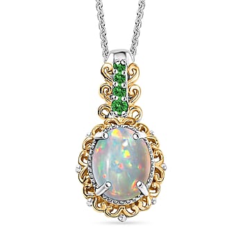 Ethiopian Welo Opal & Chrome Diopside / Rhodium Over Sterling Silver - Product card gallery slide 1 (10176710377785)