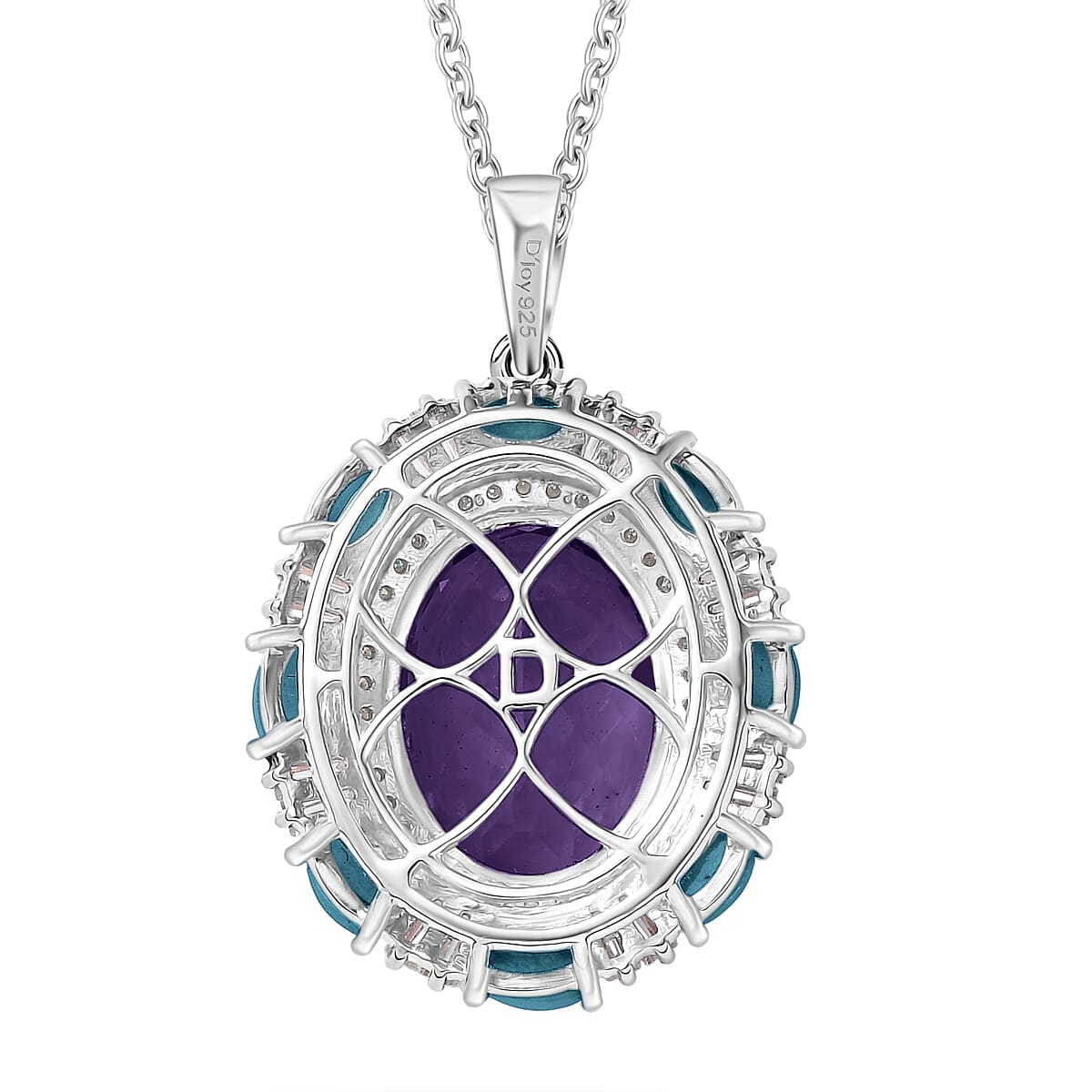 Doorbuster D'Joy African Amethyst and Multi Gemstone 12.65 ctw Sky Night Pendant Necklace in Rhodium Over Sterling Silver 20 Inches image number 4
