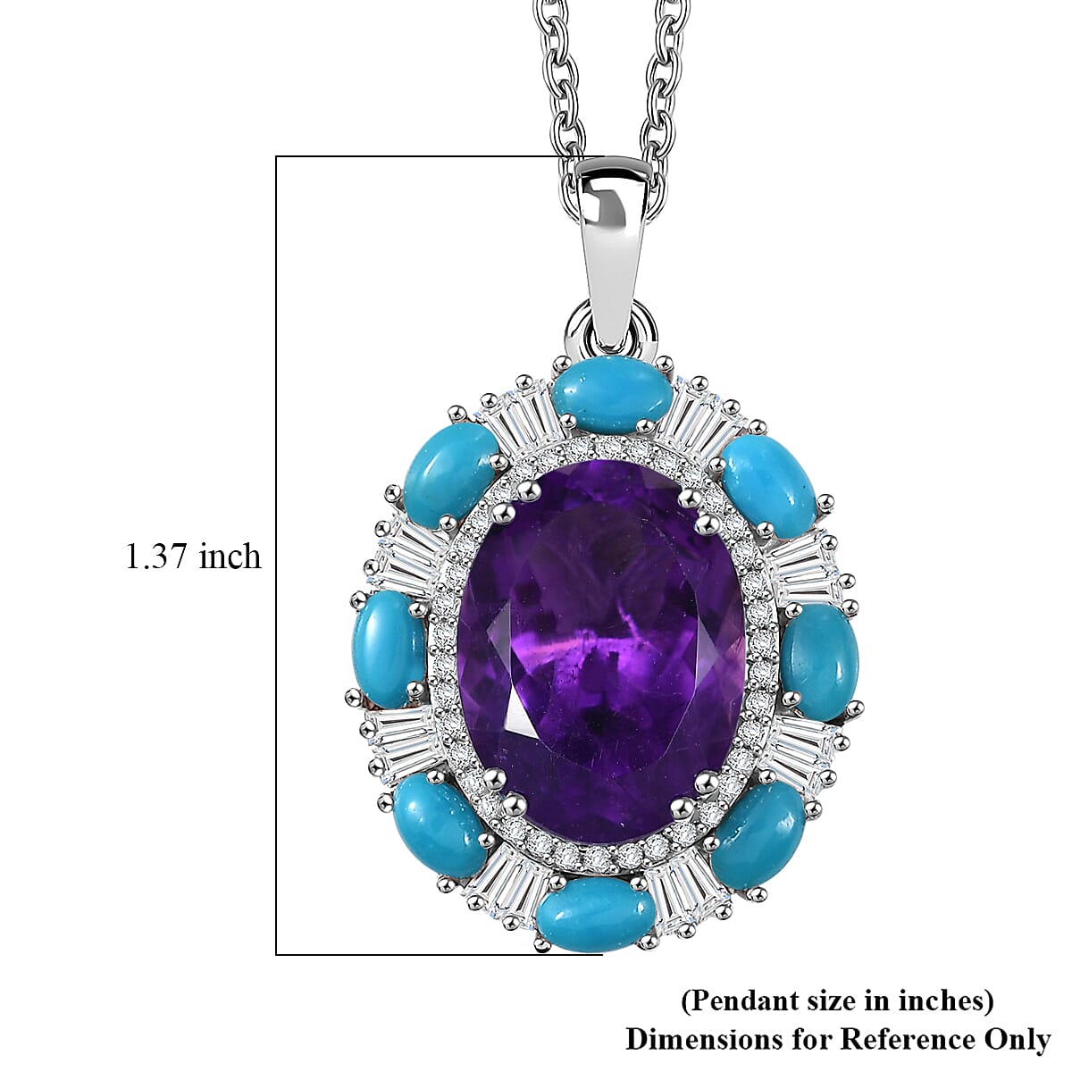 Doorbuster D'Joy African Amethyst and Multi Gemstone 12.65 ctw Sky Night Pendant Necklace in Rhodium Over Sterling Silver 20 Inches image number 5