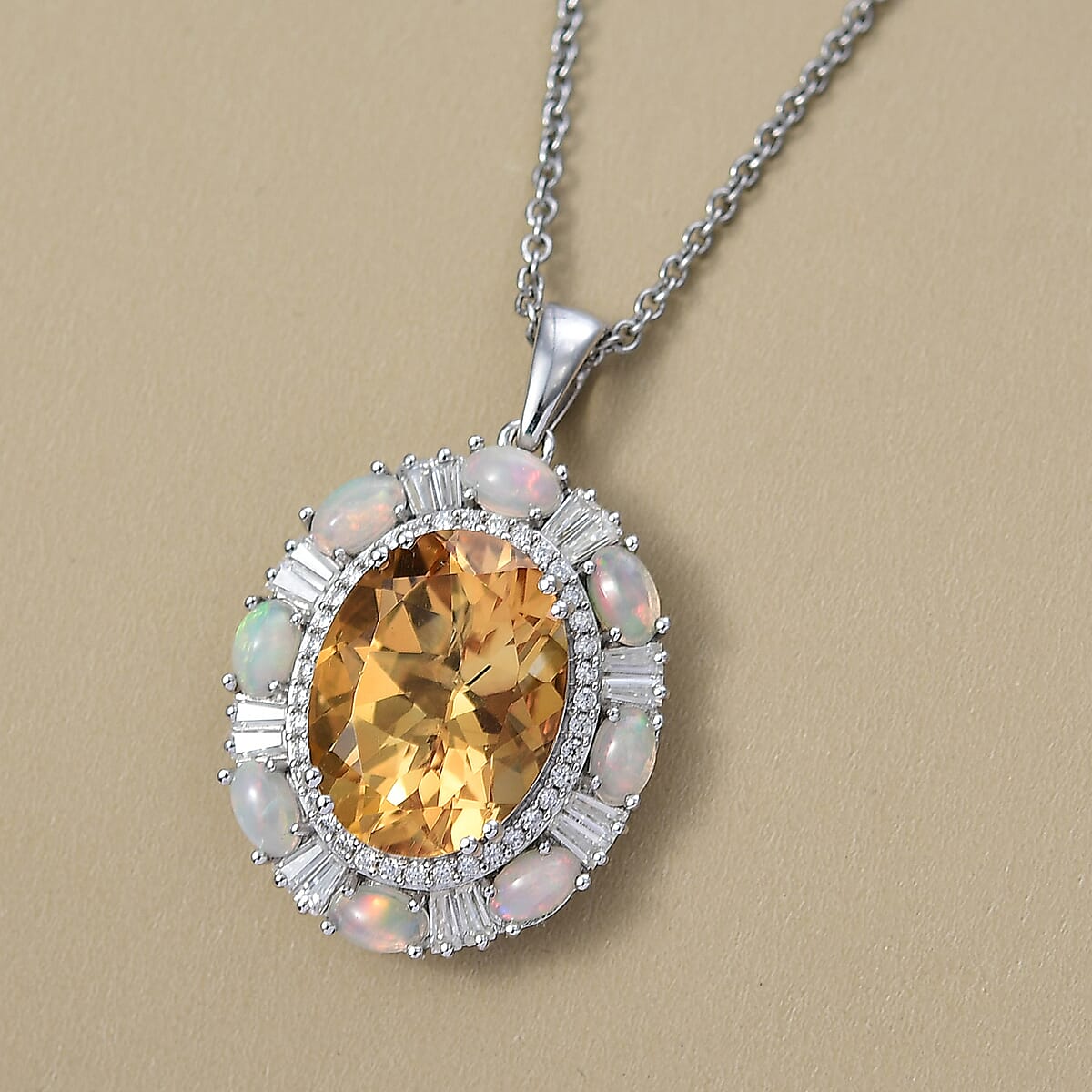 Doorbuster D'Joy Brazilian Citrine and Multi Gemstone 10.60 ctw Sky Night Pendant Necklace in Rhodium Over Sterling Silver 20 Inches image number 1